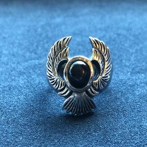 Men’s solid sterling silver ring with Black stone